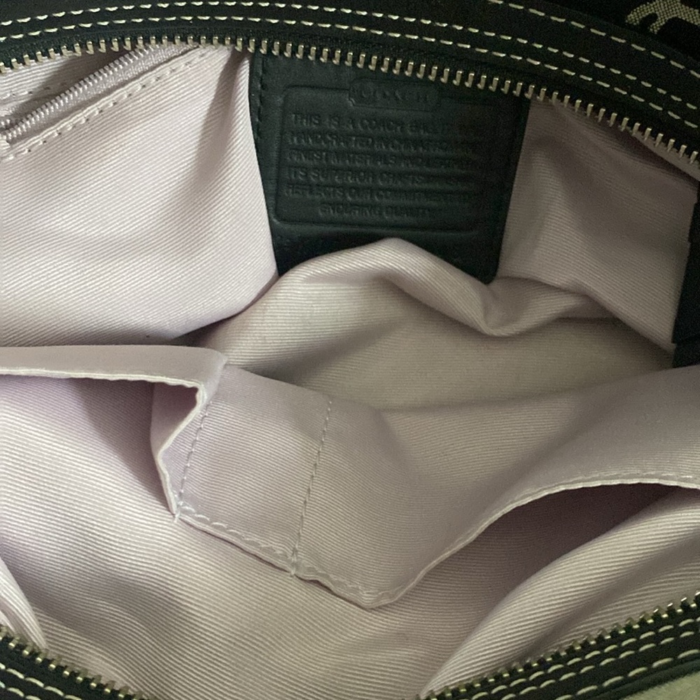 Coach Horse Carriage Ashley Monogrammed Black & Grey Leather & Fabric Handbag - Picture 10 of 13